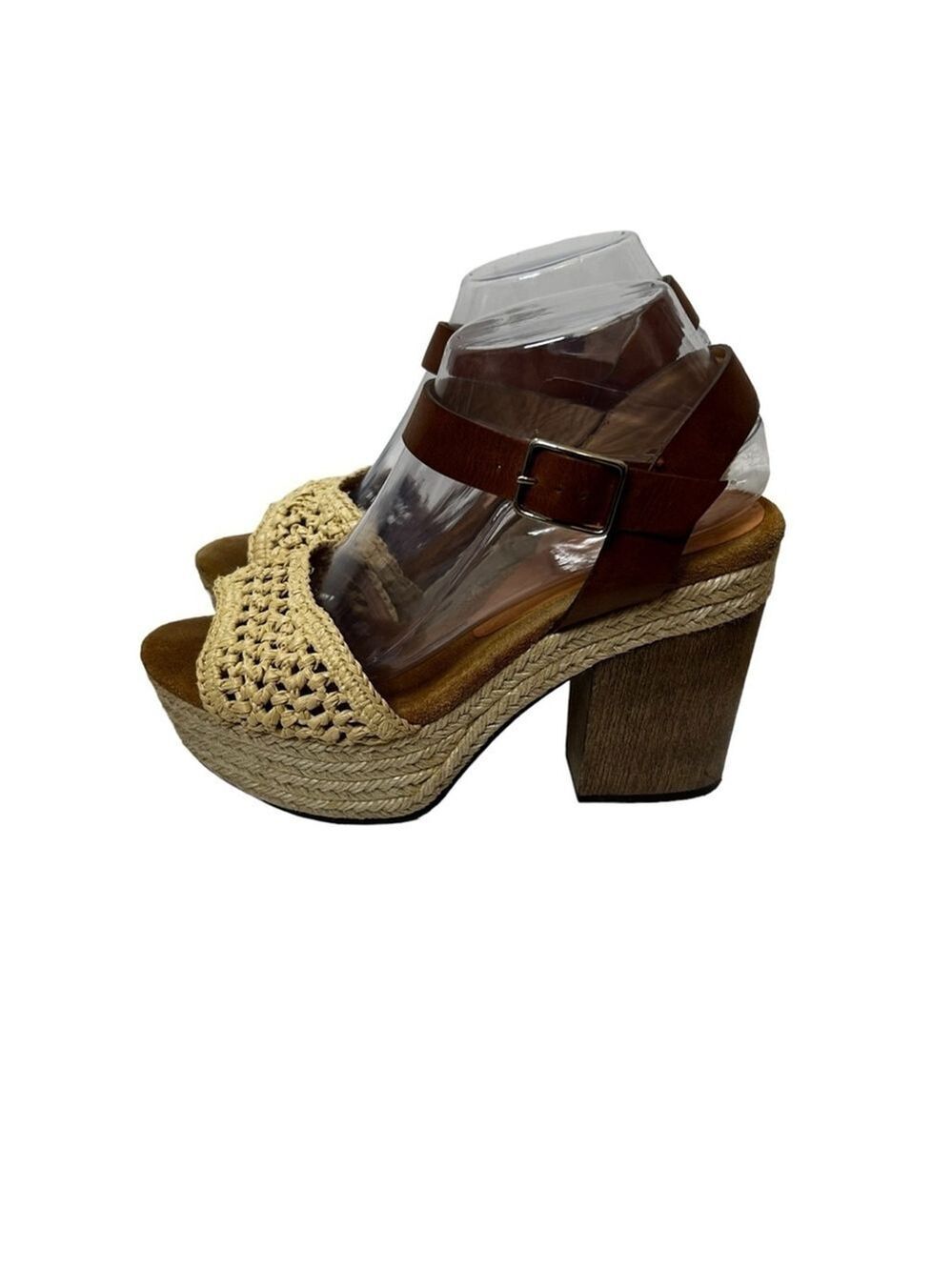 CASTAÑER Leather Colorblock Neutral Pattern Chunky Block Heel Sandals - Picture 5 of 16